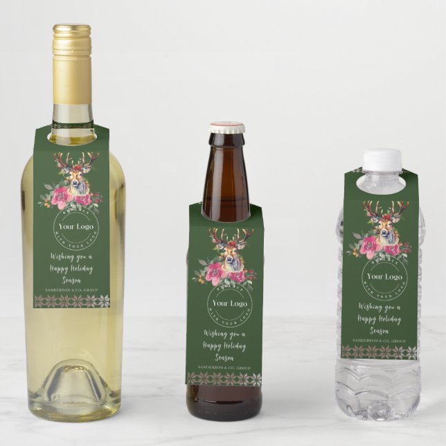 Happy Holidays Boho Corporate Client Geschenk Flaschenanhänger (Beispiel)