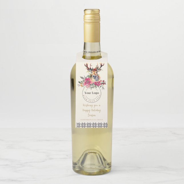 Happy Holidays Boho Corporate Client Geschenk Flaschenanhänger (Auf Flasche)