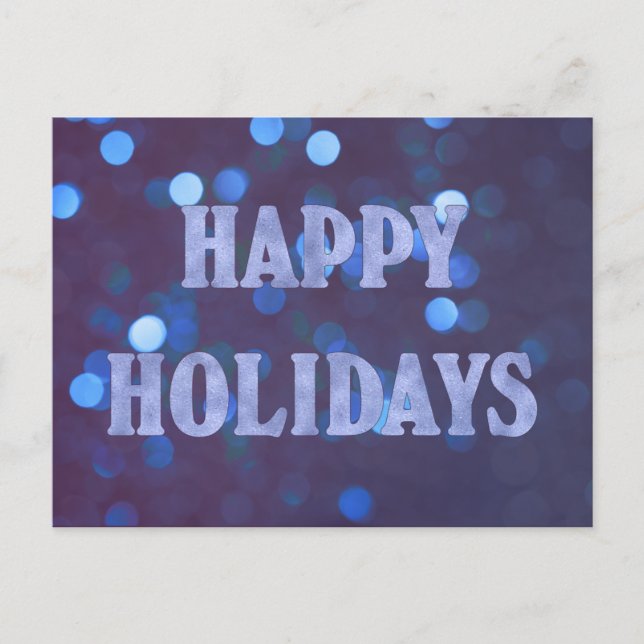 Happy Holidays Bokeh Blue Postkarte (Vorderseite)