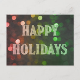 Happy Holidays Bokeh Red & Green Feiertagspostkarte