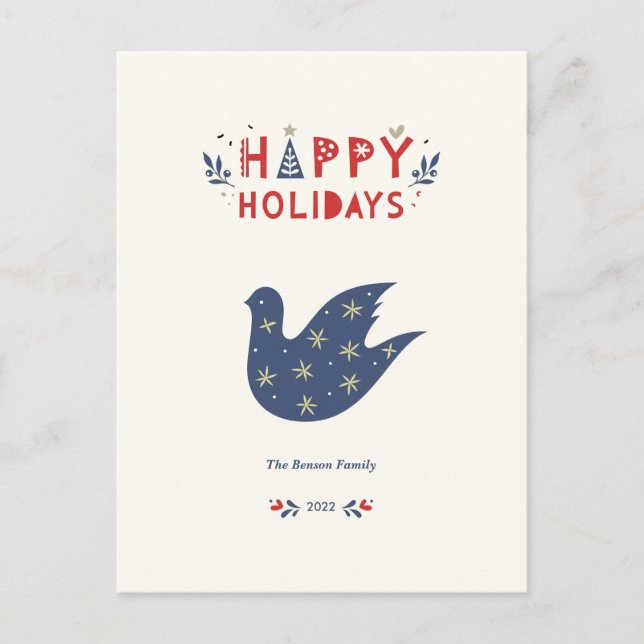 Happy Holidays Bold Typografie Postkarte (Vorderseite)