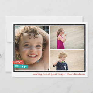 Happy Holidays Border x3 Feiertagskarte