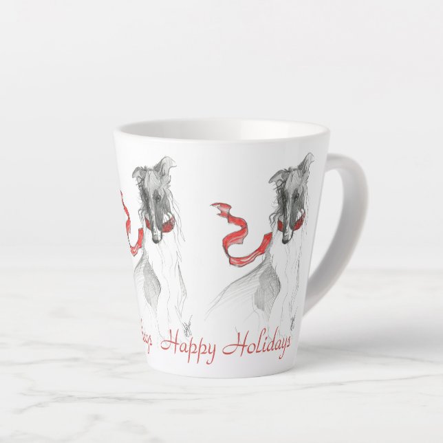 Happy Holidays Borzoi Tasse (Rechte Ecke)