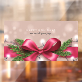 Happy Holidays Bow und Weihnachtslicht Fensteraufkleber