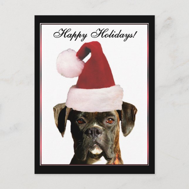 Happy Holidays Boxer Hund Postkarte (Vorderseite)