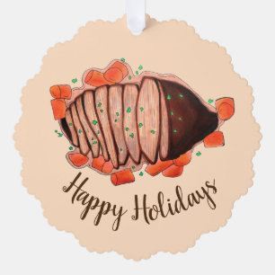 Happy Holidays Braised Beef Brisket Jüdische Küche Ornament Karte