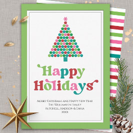 Happy Holidays Bright Fun Retro Weihnachtsbaum Feiertagskarte