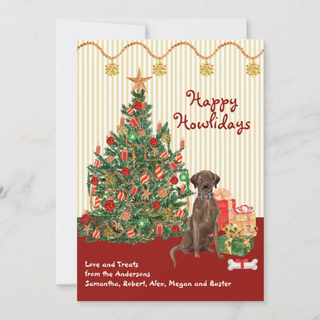 Happy Holidays Brown Labrador Retriever Tree (Vorderseite)