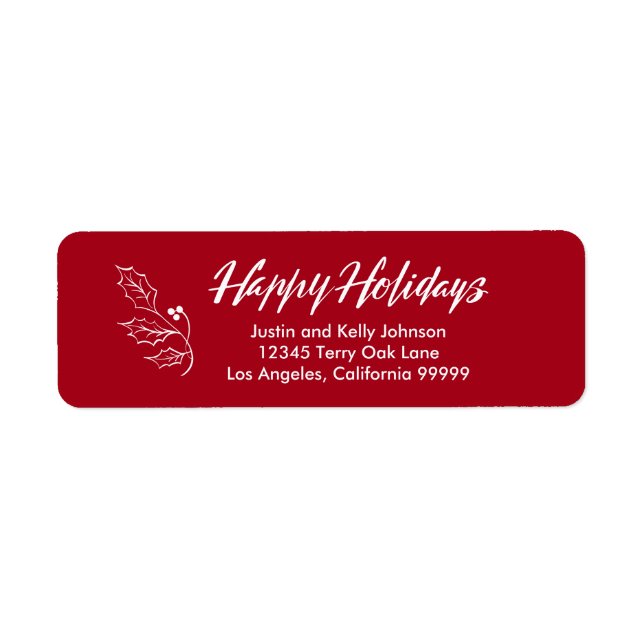 Happy Holidays Brush Calligrafy Rücksendeadresse (Vorne)