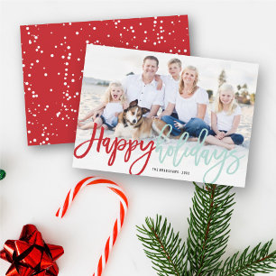 Happy Holidays Brush Calligraphy Modernes Foto Feiertagskarte
