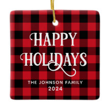 Happy Holidays Buffalo Kariertes Family Foto