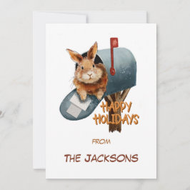 Happy Holidays Bunny in einer Mailbox Feiertagskarte