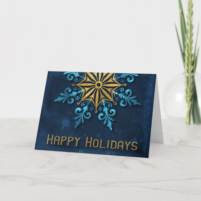 Happy Holidays Business Corporate Snowflake Modern Karte (Vorderseite)