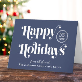 Happy Holidays Business Logo Blau Feiertagskarte