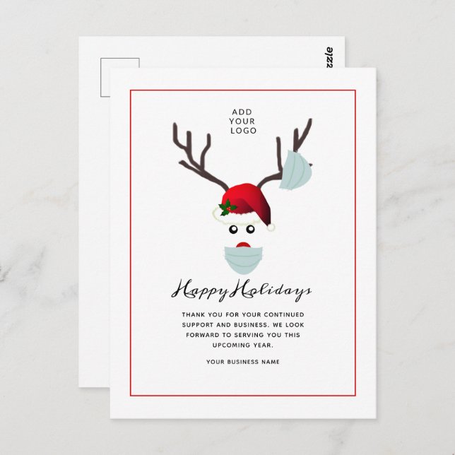Happy Holidays Business Logo Weihnachtsmann Postkarte (Vorne/Hinten)