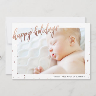 Happy Holidays Calligrafy Foil Card Feiertagskarte