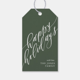 Happy Holidays Calligraphy Gift Tag Geschenkanhänger