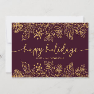 Happy Holidays Calligraphy Script Business   Gold Feiertagskarte