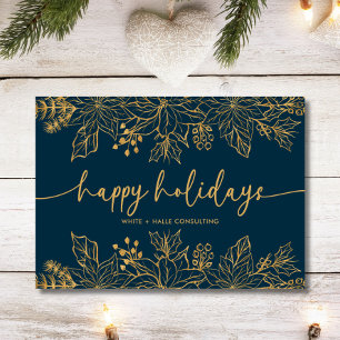 Happy Holidays Calligraphy Script Business Gold Feiertagskarte