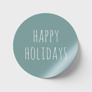 Happy Holidays   Calm Mute Blue Gray Weihnachten Runder Aufkleber