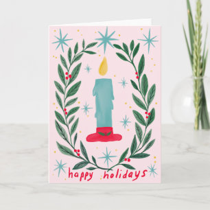 Happy Holidays Candle Botanical Handmade Christmas Karte