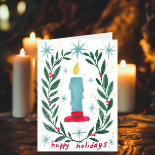 Happy Holidays Candle Botanical Handmade Christmas Karte