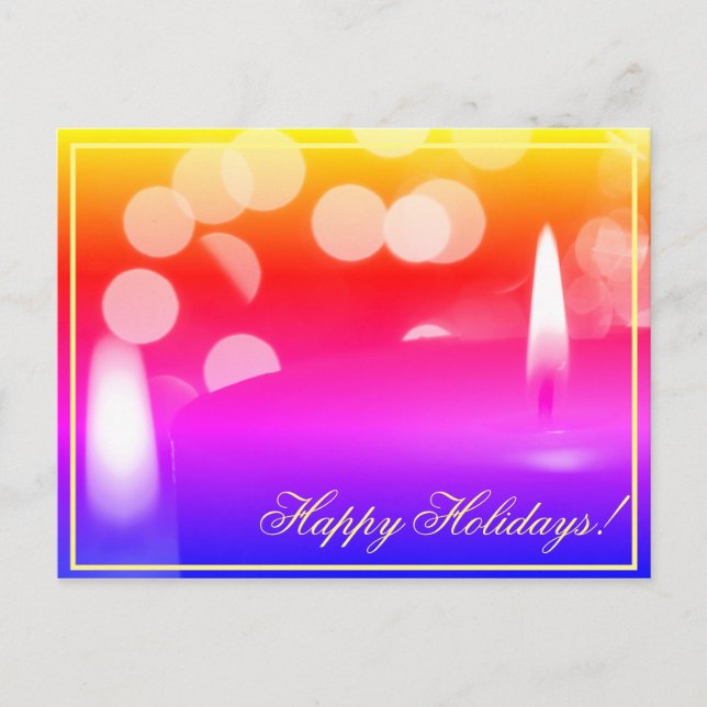 Happy Holidays Candle Lights Postkarte (Vorderseite)