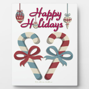 Happy Holidays Candy Cane Heart Fotoplatte