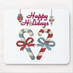 Happy Holidays Candy Cane Heart Mousepad
