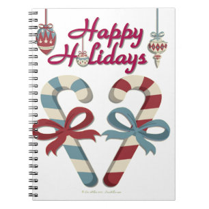 Happy Holidays Candy Cane Heart Notizblock