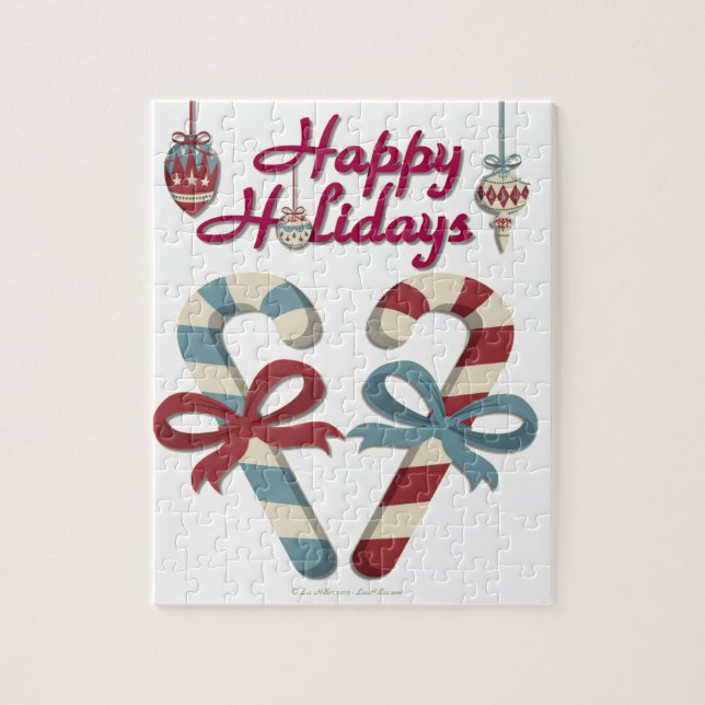 Happy Holidays Candy Cane Heart Puzzle (Vertikal)