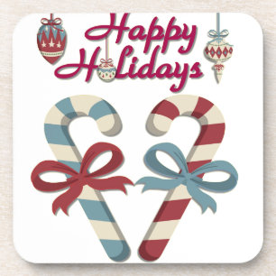 Happy Holidays Candy Cane Heart Untersetzer