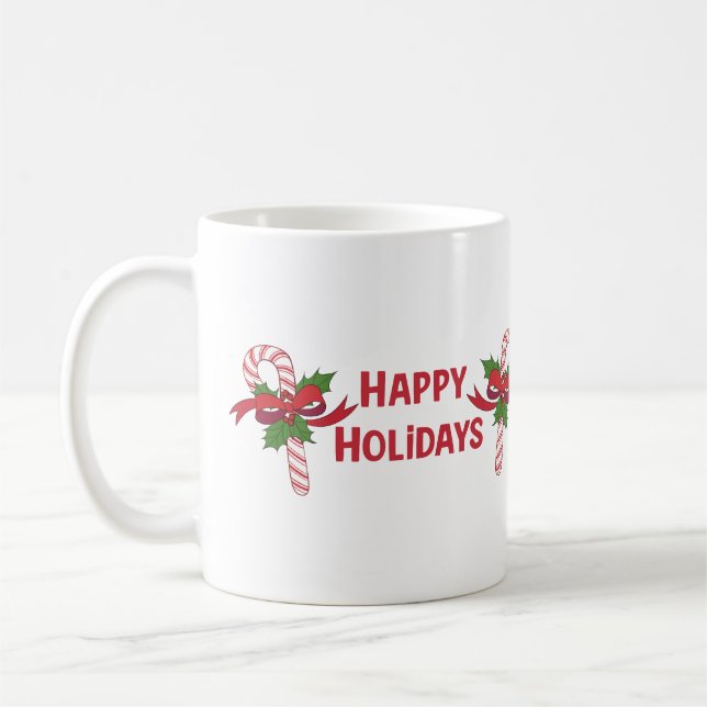 Happy Holidays Candy Cane Kaffeetasse (Links)