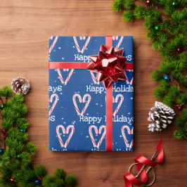 Happy Holidays Candy Cane mit Schneeflocken Geschenkpapier