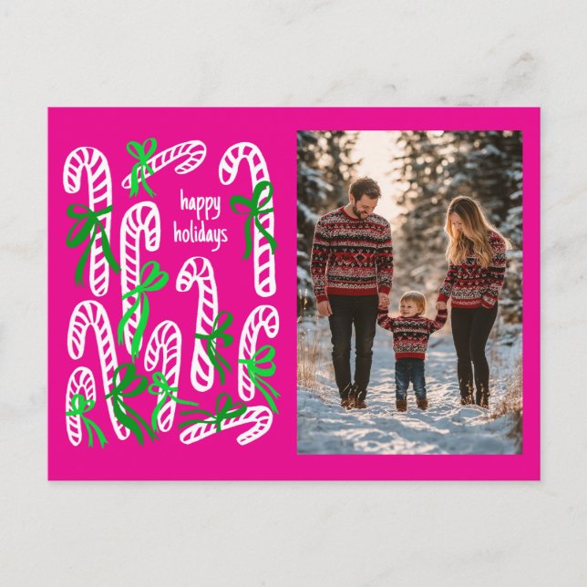 Happy Holidays Candycanes CUSTOM FOTO Weihnachten (Vorderseite)