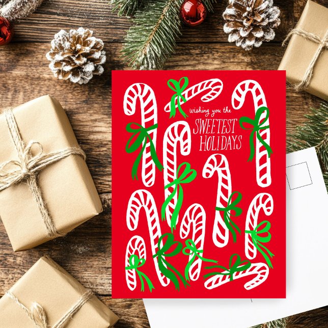Happy Holidays Candycanes Sweet Niedliche Weihnach Postkarte (Happy Holidays Candycanes Sweet Cute Christmas Postcard
)