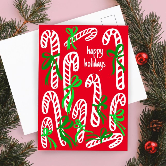 Happy Holidays Candycanes Sweet Niedliche Weihnach Postkarte (Happy Holidays Candycanes Sweet Cute Christmas Postcard
)