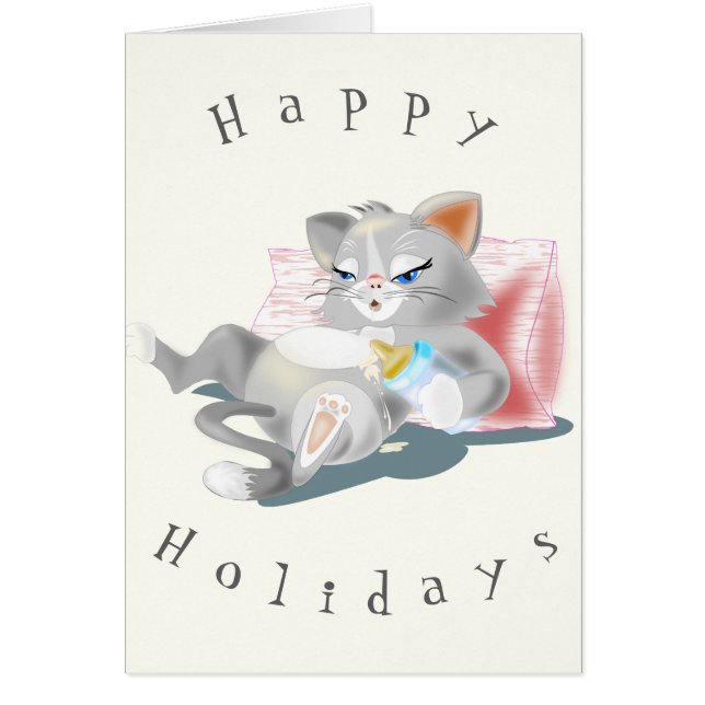 Happy Holidays Card Funny Baby Cat (Vorne)