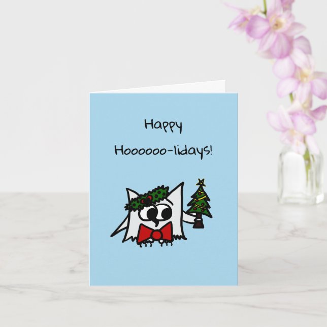 Happy Holidays Card mit Weihnachtsbaum und Kranz Karte (Orchidee)