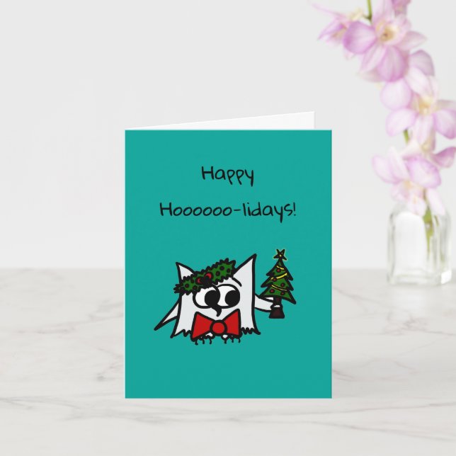 Happy Holidays Card mit Weihnachtsbaum und Kranz Karte (Orchidee)
