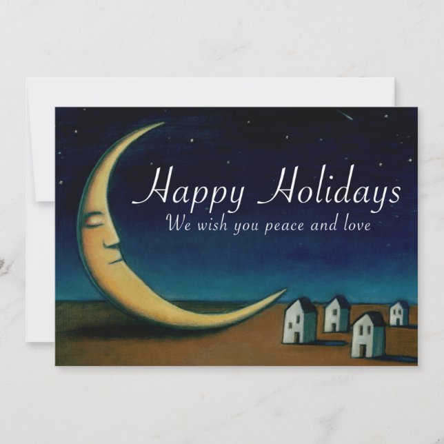 Happy Holidays Card Night Sky mit Crescent Moon Karte (Vorderseite)