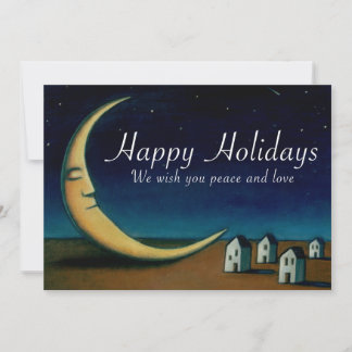 Happy Holidays Card Night Sky mit Crescent Moon Karte