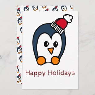 Happy Holidays Card Penguin Einladung