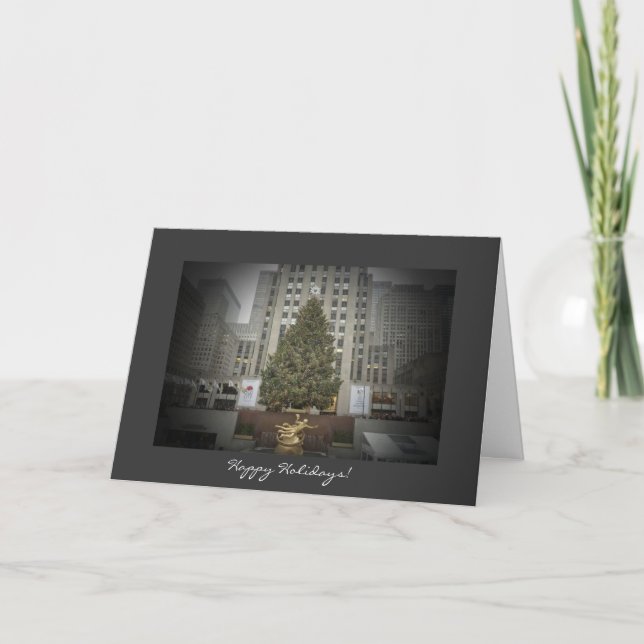 Happy Holidays Card - Rockefeller Center Tree Feiertagskarte (Vorderseite)