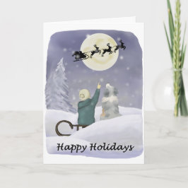 Happy Holidays Card with Australian Shepherd Karte