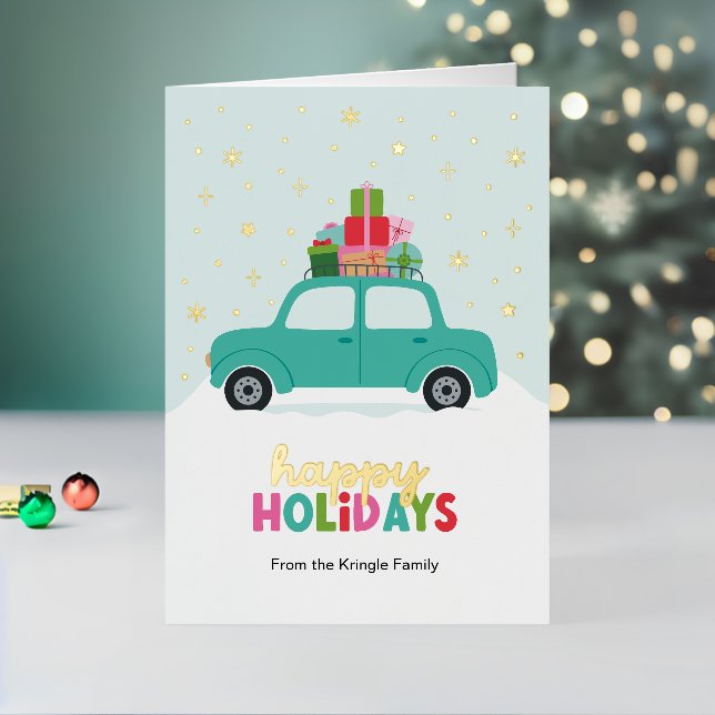Happy Holidays Cars with Xmas Gifts in Aqua Blue (Feiertag In Situ 2)