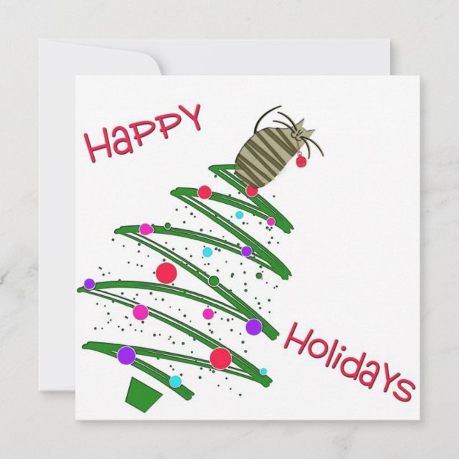 Happy Holidays Cat Flat Holiday Grußkarte (Vorderseite)