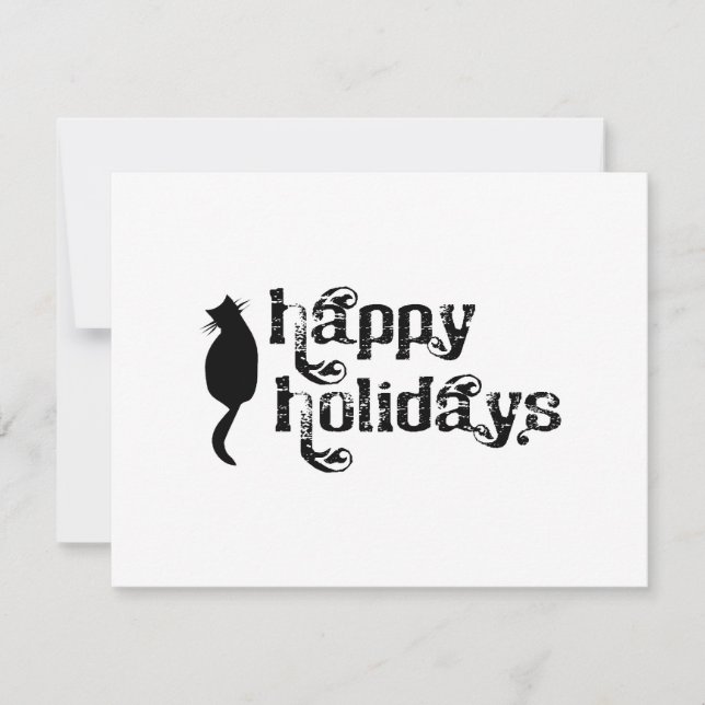 Happy Holidays Cat Silhouette Feiertagskarte (Vorderseite)