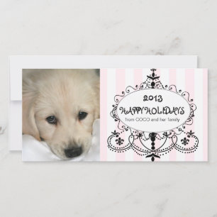Happy Holidays Chandelier Dog Photo Card Feiertagskarte