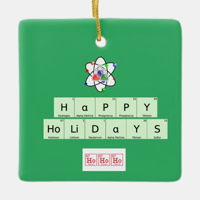 Happy Holidays Chemist Baum ausgeteilt Keramikornament (Vorderseite)
